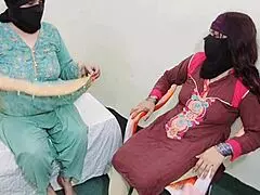 So, these two hot Indian Muslim bhabhis are getting an awesome threesome anal fucking with dever, moaning loudly.