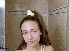 Sweet brunette beauty took a shower and got interviewed for casting 😊