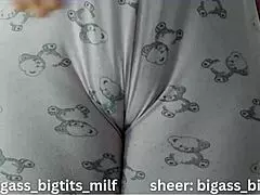 Latina BBW shows camel toe in pajamas