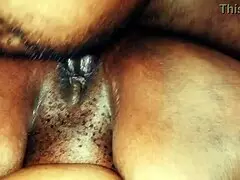 chocolate pussy gets bent over for interracial doggystyle fuck