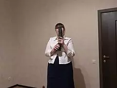 Chubby Boss Fucks Huge Dildo Cums