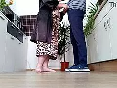 What a Doggystyle Fuck in the Kitchen with a Curvy Milf's Natural Tits!