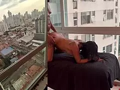 Stepmom gets massage from stepson in family setting