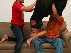 Indian muslim schoolgirl with big boobs gets roughly fucked by two strangers in hindi audio