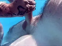 Imagine a holiday threesome in the pool with dripping wet pussies