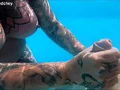 Imagine a holiday threesome in the pool with dripping wet pussies