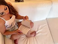 Petite milf flashes tight pussy