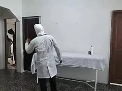 Perverted doctor fucks female patient while husband waits outside.
