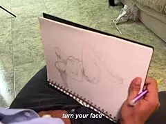 Muscular artist can't help getting hard while drawing a sexy busty milf - Angel Cruz & Silvana Lee