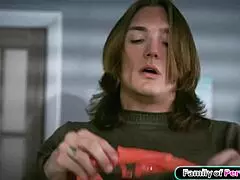 I'm caught sniffing my stepaunt's panties and she catches me.