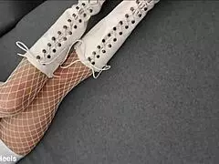 Perfect-Assed Milf In High-Heeled Boots And Fishnet Stockings