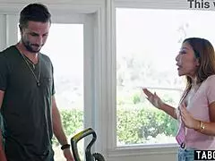 the chinese milf nicole doshi had to keep it down for her roommate during their session