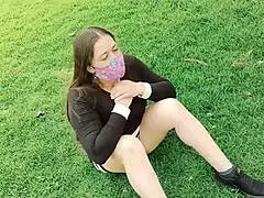 Latina sister-in-law exposes pussy in park, want to record?