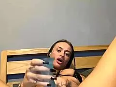 Slutty goth teen passionately fucks her tight little ass until orgasm