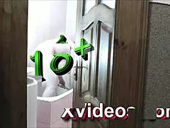 Naked blonde in bathroom, roommate watches and cums on her wet pussy?