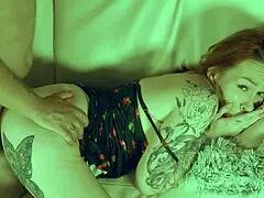 redhead stepmom turns tv watching into rough pounding