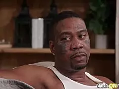 Big tit blonde hints at cheating with two black men