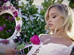 blonde milf jackie strips naked with playboy, flaunting her big round ass and looking hot