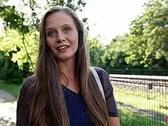 German scout - natural girl riddy with hairy pussy get multiple orgasm at pick up casting 😍