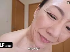 does this sweaty ass stepmom catch you jerking off to her used panties and suck your cock?