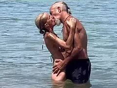 on the beach, a little 18+ spanish milf shares passionate kisses, a blowjob, and a cumshot