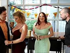 Sara jay in a wild threesome with big tits and deepthroat action 😈