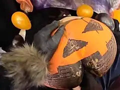 Werewolf pounds pumpkin woman on Halloween, even her ass gets it