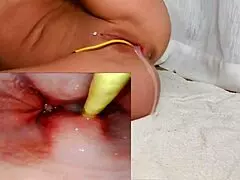 Camera inside her deep fucking and cumming inside