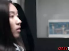 Petite Asian teen 18+ Kimmy Kimm gets performance review by naughty lesbian boss.