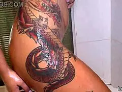 I tease my big tits, pussy, and ass in a soapy shower close-up.