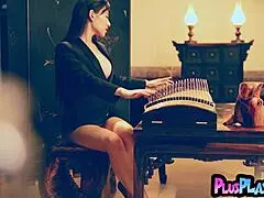 I watch this Chinese milf passionately pose and strip for the playboy