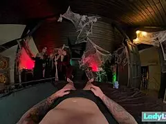 Hocus pocus with three witches on halloween at ladylyne, showing big tits and asses