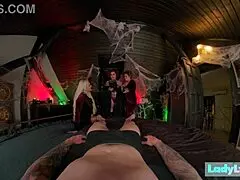 Hocus pocus with three witches on halloween at ladylyne, showing big tits and asses