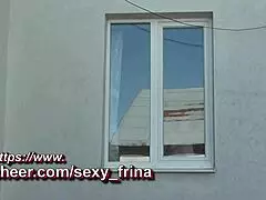 Nude Woman Neighbor Sexy Mature Milf Without Panties and Bra Washes Windows Her Apartment a Taxi Driver Watches from Car Solo Naked in Public Peeping Outdoor Outside Publicly Big Natural Tits Pussy