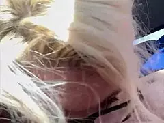 real hooker in glasses kneels in public to suck an old man for money and swallow his cum load