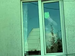 Nude Woman Neighbor Sexy Mature Milf Without Panties and Bra Washes Windows Her Apartment a Taxi Driver Watches from Car Solo Naked in Public Peeping Outdoor Outside Publicly Big Natural Tits Pussy