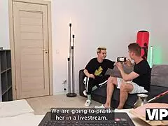 Vip4k milf tutor came to the dormitory and had fun with 2 young 18+ cocks