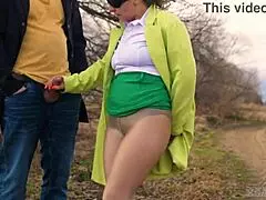 random stranger in pantyhose can't resist hard dick