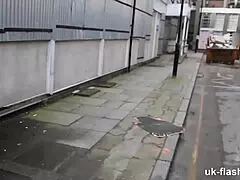 British amateur flashes her pussy to construction workers on site