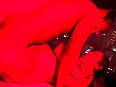 The hot tat girl gets fucked hard in the redroom