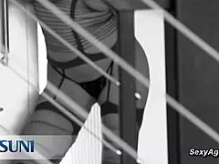 Stunning Busty Asian Milf Gets Fucked in Red Fetish Lingerie