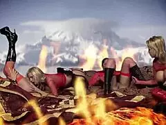 Oh, milfs in stockings and boots have lesbian foursome!