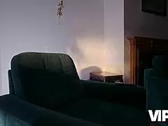 mature cougar demonstrates blowjob skills in guy's bedroom