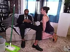 Bbc stallion pounds brunette milf pawg, he cums on her huge tits