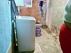 in the backyard, the stepfather passionately fucks his stepdaughter and cums twice in her mouth