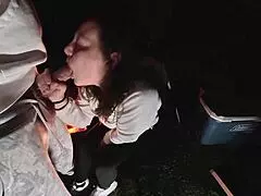 wife sneaks public campsite sex with big cock