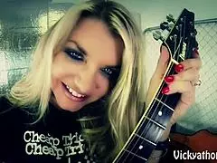 hot rock star vicky vette bathes her big boobs with huge loads of cum