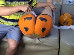 my milf stepmom wants me to fuck her pumkin on halloween