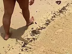 sexy asian wife with big tits nude on beach