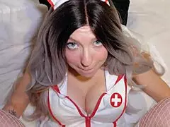 Hey, big boobs nurse in costume roleplay 😘